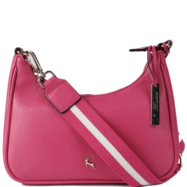 Ashwood 'Bella Toscana' Real Leather Crossbody Bag with Webbing Strap: 64296