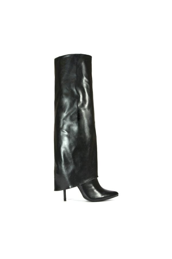 XY LONDON Foldover Knee High Boots With Stiletto Heel