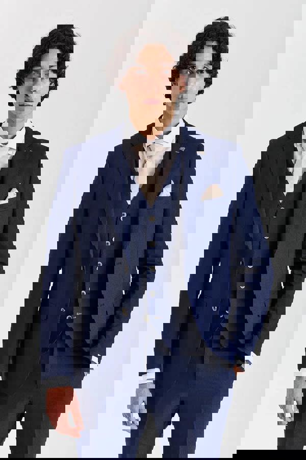 Paul Andrew Belmont - Men's Navy Blue 3 Piece Suit