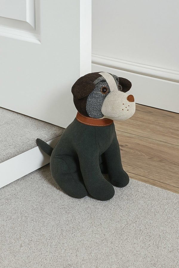 Country Club Jack Russell Soft Fleece Door Stop Grey