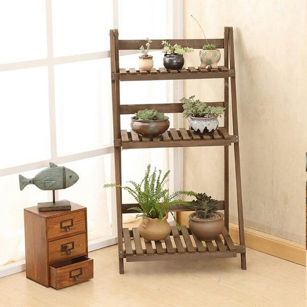 3 Tier Wooden Flower Stand Plant Display Shelf Storage Rack Pot Holder Outdoor Living and Home 