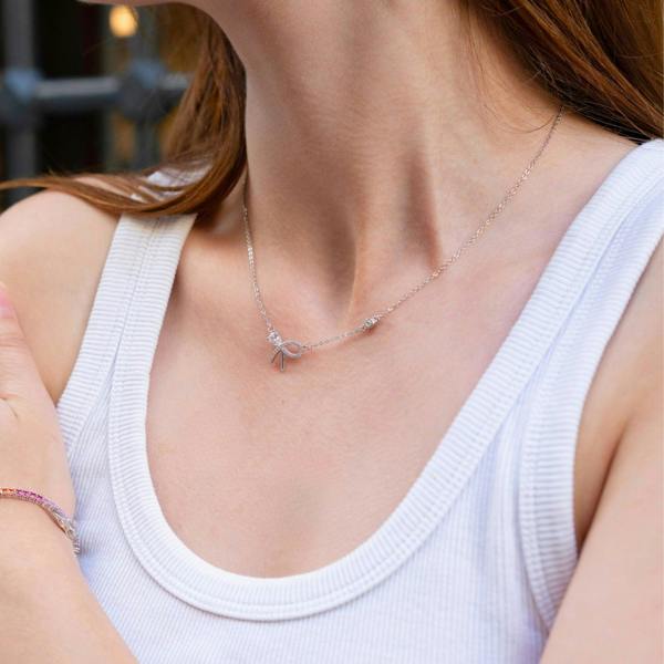 Spero London Sterling Silver Bow Tie Stud Necklace