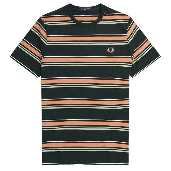 Fred Perry Mens Striped T-Shirt - Green