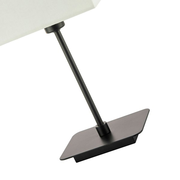 Contemporary Matte Black Bedside Table Lamp with White Cotton Fabric Shade Image 5