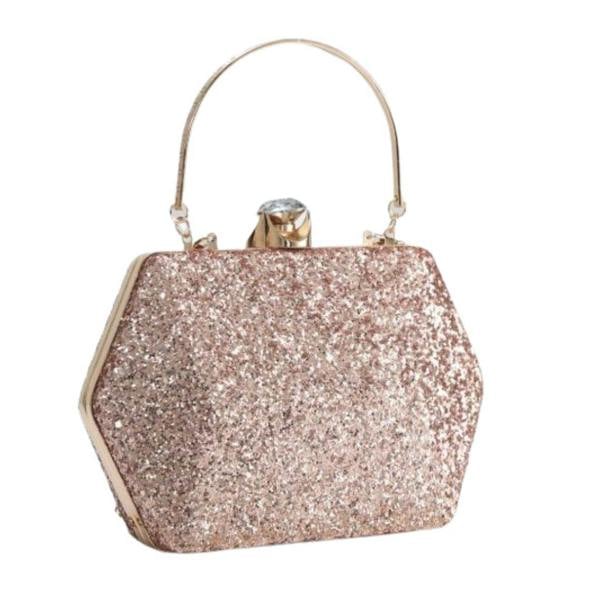 Love EMVY Hexagon Glitter Evening Clutch Bag – Diamante Clasp