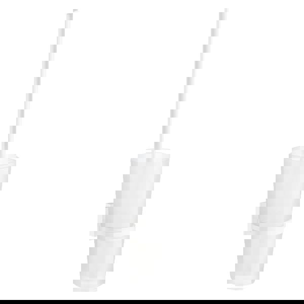 Matt white toilet brush with frosted glass holder