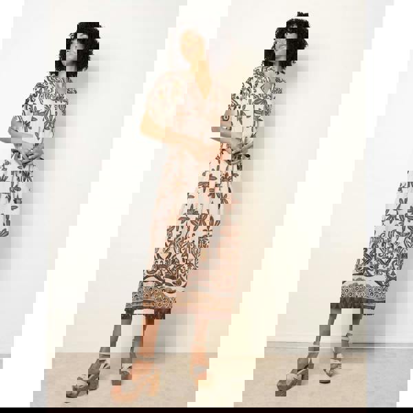 Blue Vanilla Dress With Bold Floral Print