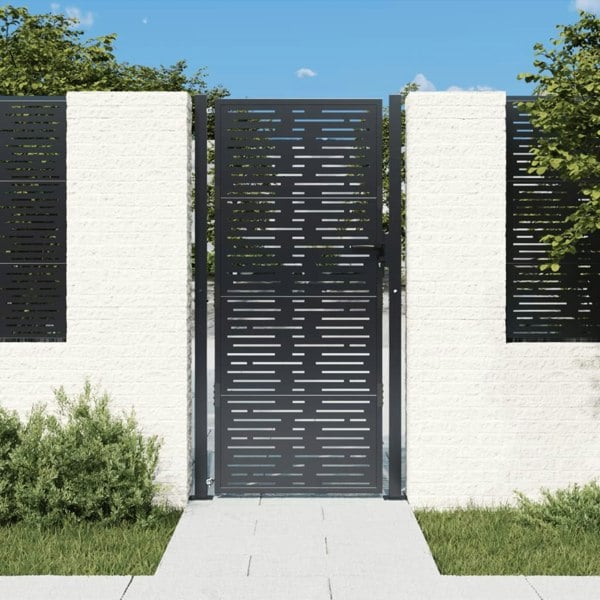 Berkfield Garden Gate Anthracite 105x205 cm Steel Square Design