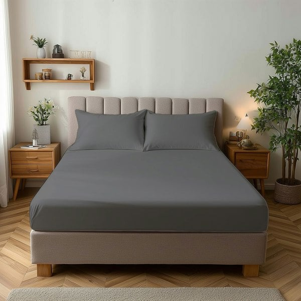 Snug City Microfibre Soft Touch Fitted Sheet 25cm Skirt Plain Dyed Bed Linen