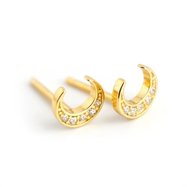 Gold Trip Crescent Moon Stud Earrings