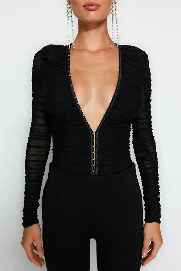 WOVCOR Knit Bodysuit with Hooks