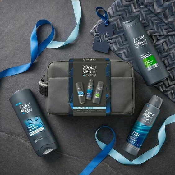 Dove Men+Care Cleanse+Care Washbag Collection Gift Set 3 piece, Pack of 3