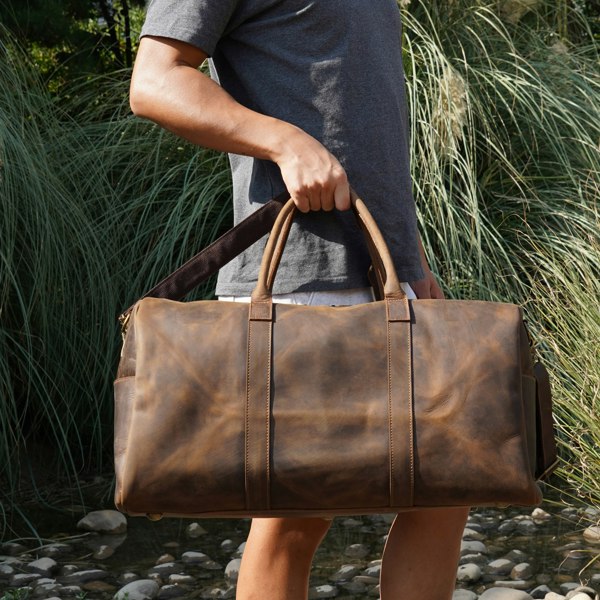 Touribag Genuine Leather Holdall - Brown