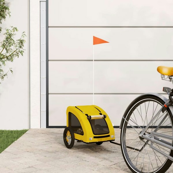 Berkfield Dog Bike Trailer Yellow Oxford Fabric and Iron