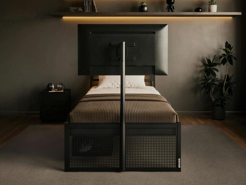 Recoil Kage Metal TV Bed with Storage & LED Black