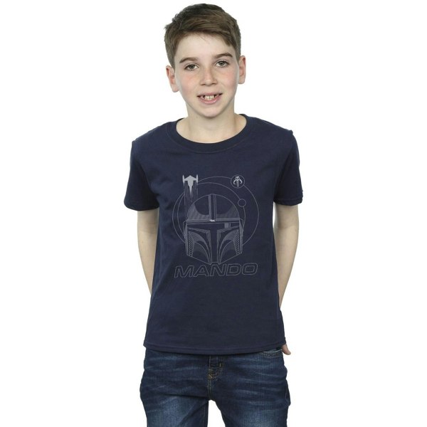 Star Wars Boys The Mandalorian Rings Helmet T-Shirt - Navy Blue