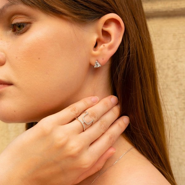 Spero London Triangle Sterling Silver Stud Earring