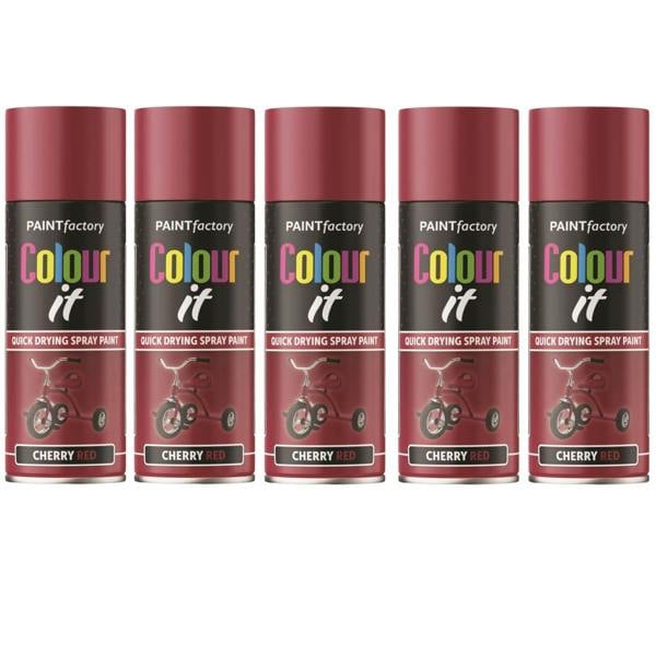 Paint Factory 5X  Cherry Red Gloss Spray Paint 400ml