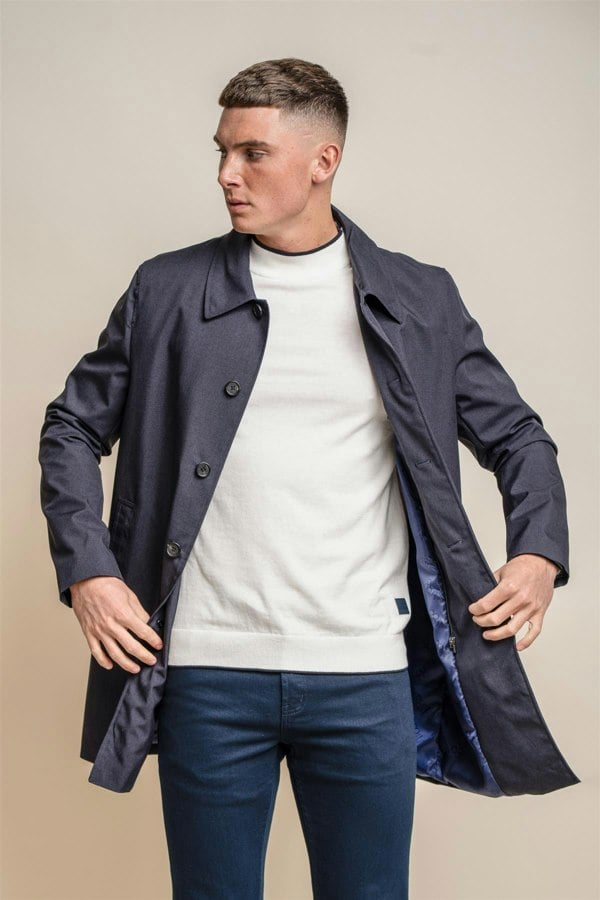 Brando mac navy long coat front