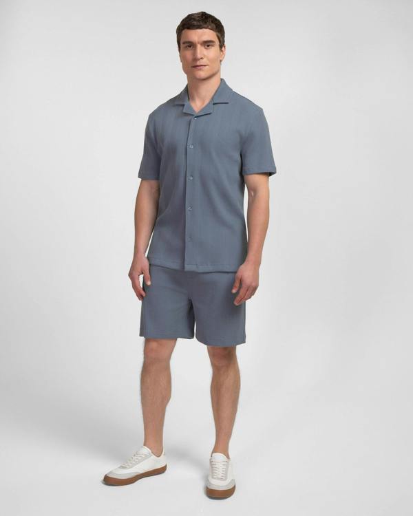Steel & Jelly Charlton - Stripe Jacquard Waffle Short Sleeve Shirt