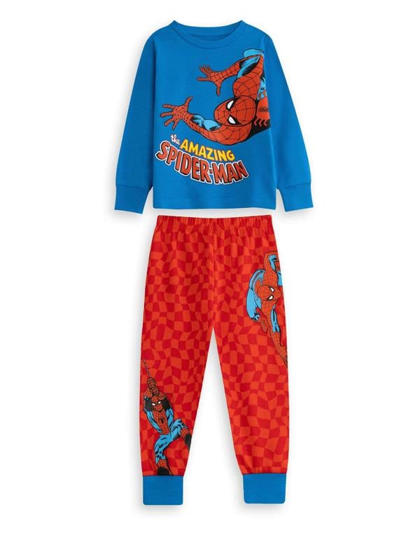 Vanilla Underground Marvel Boys Multicoloured Spiderman Multi-Pack of 2 Long Sleeve Long Leg Pyjama Set