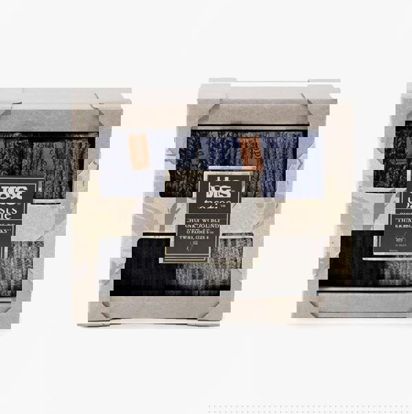 Totes Toasties CHUNKY TWIST WOOL BLEND BOOT SOCKS (TWIN PACK) Mens Navy / Grey