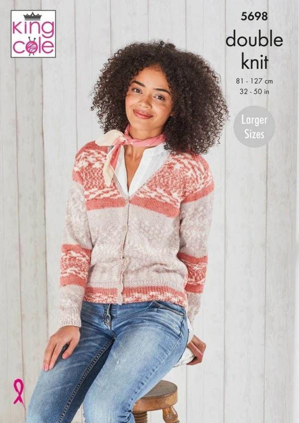 King Cole Fjord DK Knitting Pattern 5698, Cardigans, Waistcoats for Women, 32 - 50 Inches