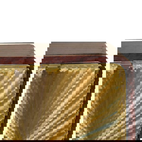 Artisan Furniture Solid Wood Avora Brass Embossed 2 Drawer Chestnut Nightstand