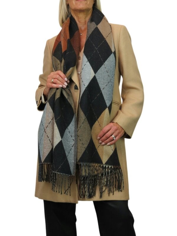 Paulo Due Wool Blend Reversible Argyle Pashmina Scarf