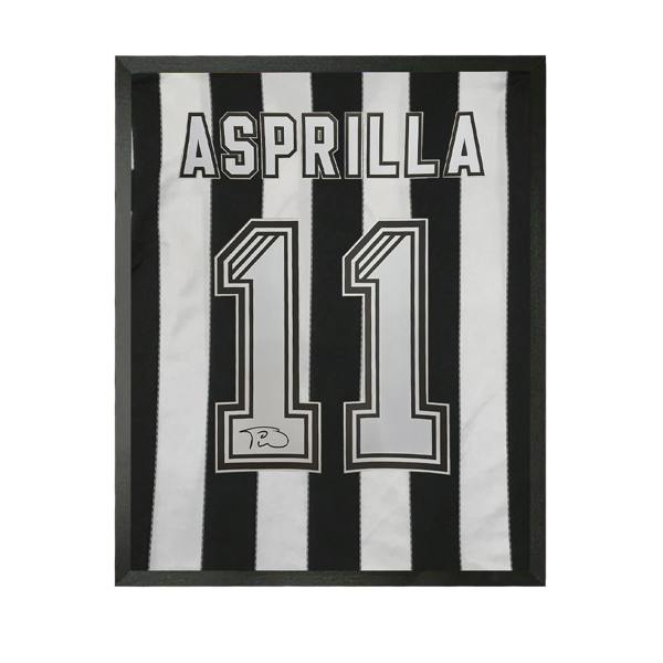 Faustino Asprilla Signed Newcastle United Shirt Compact Frame