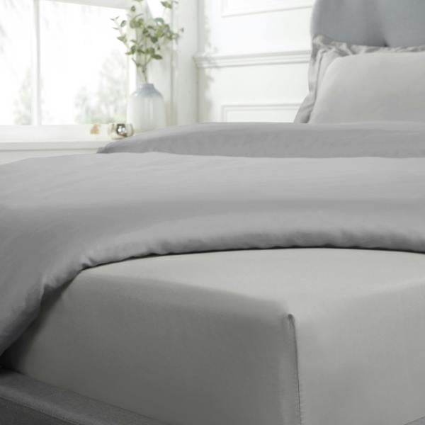 Smart Living Luxurious 100% Cotton Sateen Extra Deep & Soft Fitted Sheet - Silver