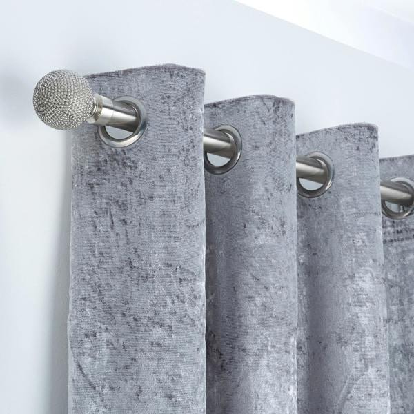 A.Unique Home Beaded Ball Extendable Curtain Pole (25/28mm) (Brushed Steel,70cm - 120cm)