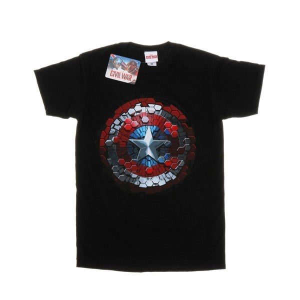 Marvel Mens Captain America Civil War Hex Shield T-Shirt - Black