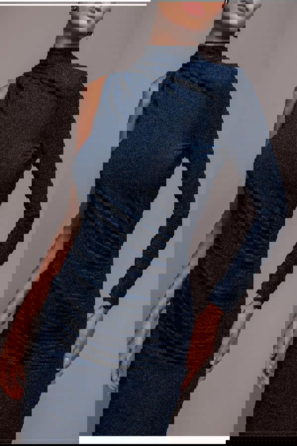 Open Lurex Back One Sleeve Maxi Dress - Royal Blue DR3633