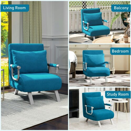 Wyld Haus Neyo Faux Suede Blue 4 In One Convertible Chair Bed