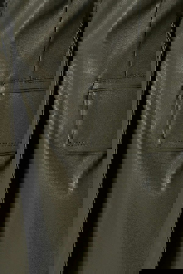 Fawn Nikki Faux Leather Blazer in Olive