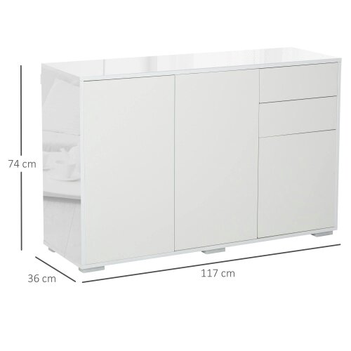 Wyld Haus Talu High Gloss White Large Sideboard With 2 Drawers And Double Cabinets