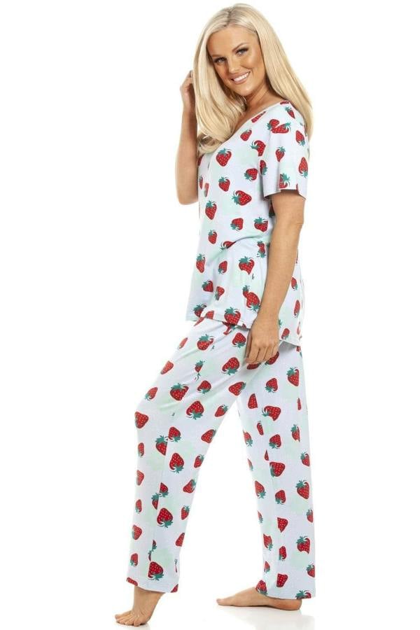 Womens Full Length Floral Print Spandex Pyjama Set