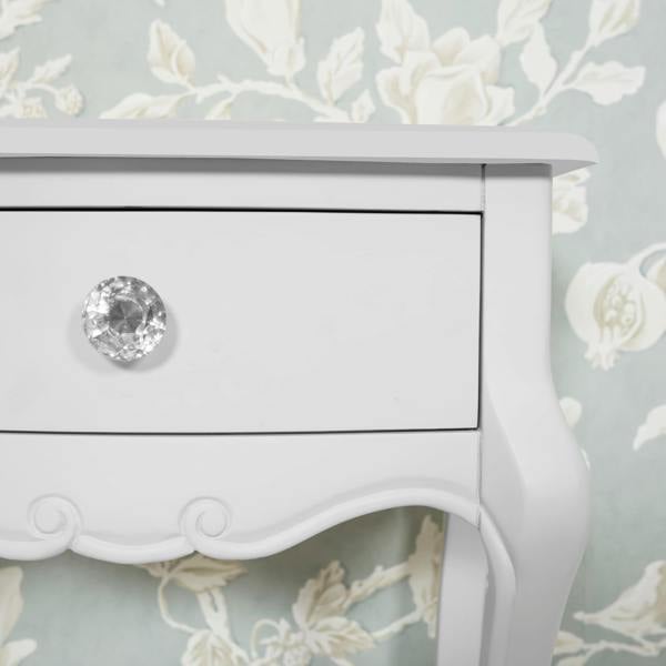 Statement Furniture Juliette Vintage Chic 1 Drawer Bedside Table with Crystal Handle