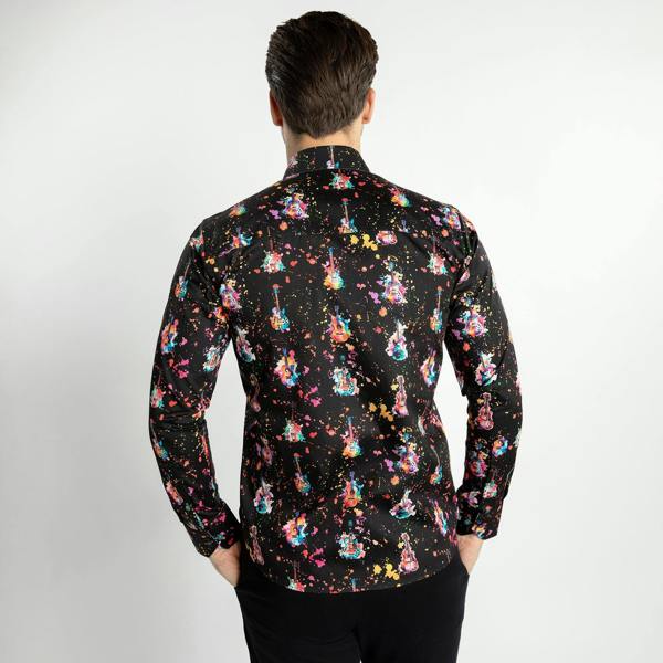 SPLASH GUITAR PRINT SHIRT – Premium Men's Patterned Shirt by Claudio Lugli | Bold Design, Tailored Fit, Best Printed Shirts