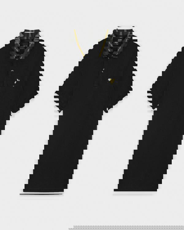 Lyle & Scott Tartan Collar Mens Polo Shirt - Z865 Jet Black | CHO | Designer Mens Short Sleeve Polo Shirts