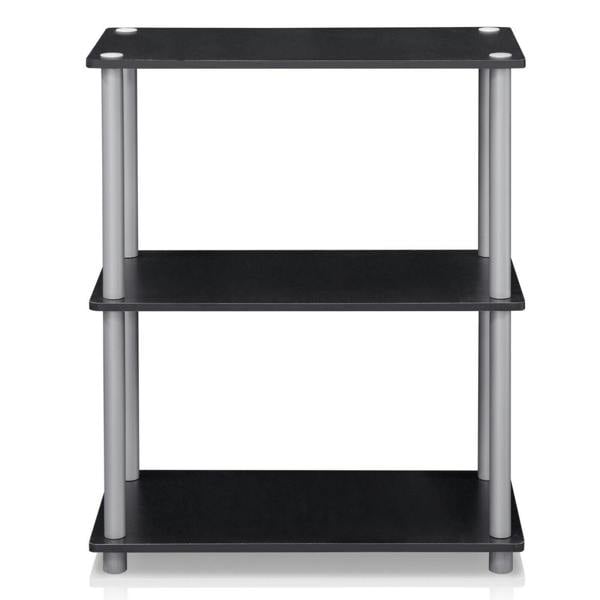 WALPLUS Elegant Turn-N-Tube 3-Tier Compact Multipurpose Shelf Display Rack, Black/Grey for Bedroom