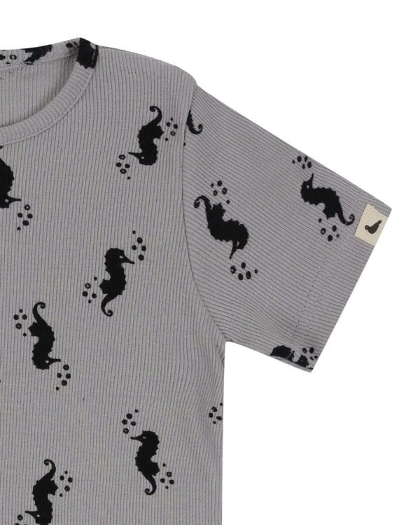 organic cotton Grey Seahorse Print T-Shirt & Short Set - image 5