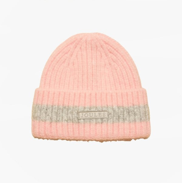 Joules POPLEY STRIPE Womens Beanie Pink/Grey