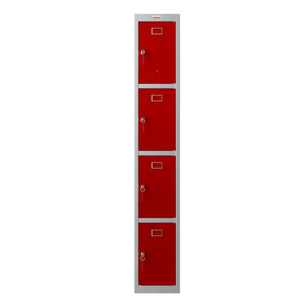 Phoenix Safe Phoenix PL 300D Series PL1433GRK 1 Column 4 Door Personal locker in Red with Key Lock