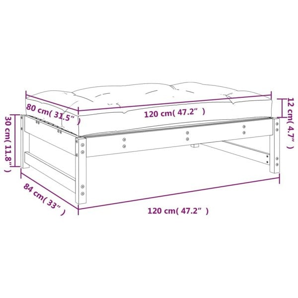 Berkfield Garden Footstool 120x80 cm Solid Wood Pine
