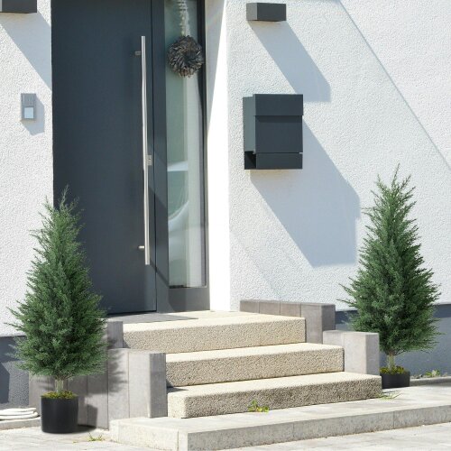 Wyld Haus Lusa Set Of 2 Outdoor Artificial Cypress Trees H8 90cm With UV Resistant Finish