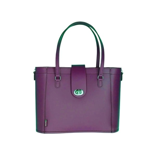 Zatchels Leather Mini Twist Lock Shopper Bag - Purple