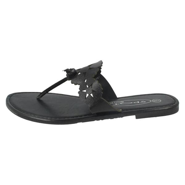 Spot On Ladies Spot On Flat Toe Post Sandal With Flower Design