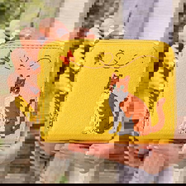 Fores Collection Cat & Butterfly Embroidered Zip Around Purse